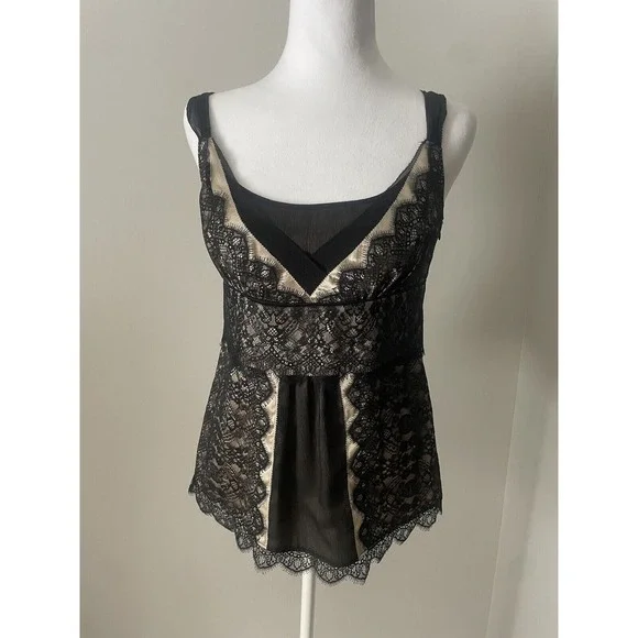 Ann Taylor S Women 0 Black Lace Baby Doll Cami Y2k Whimsigoth Dark Fairy - Picture 1 of 16
